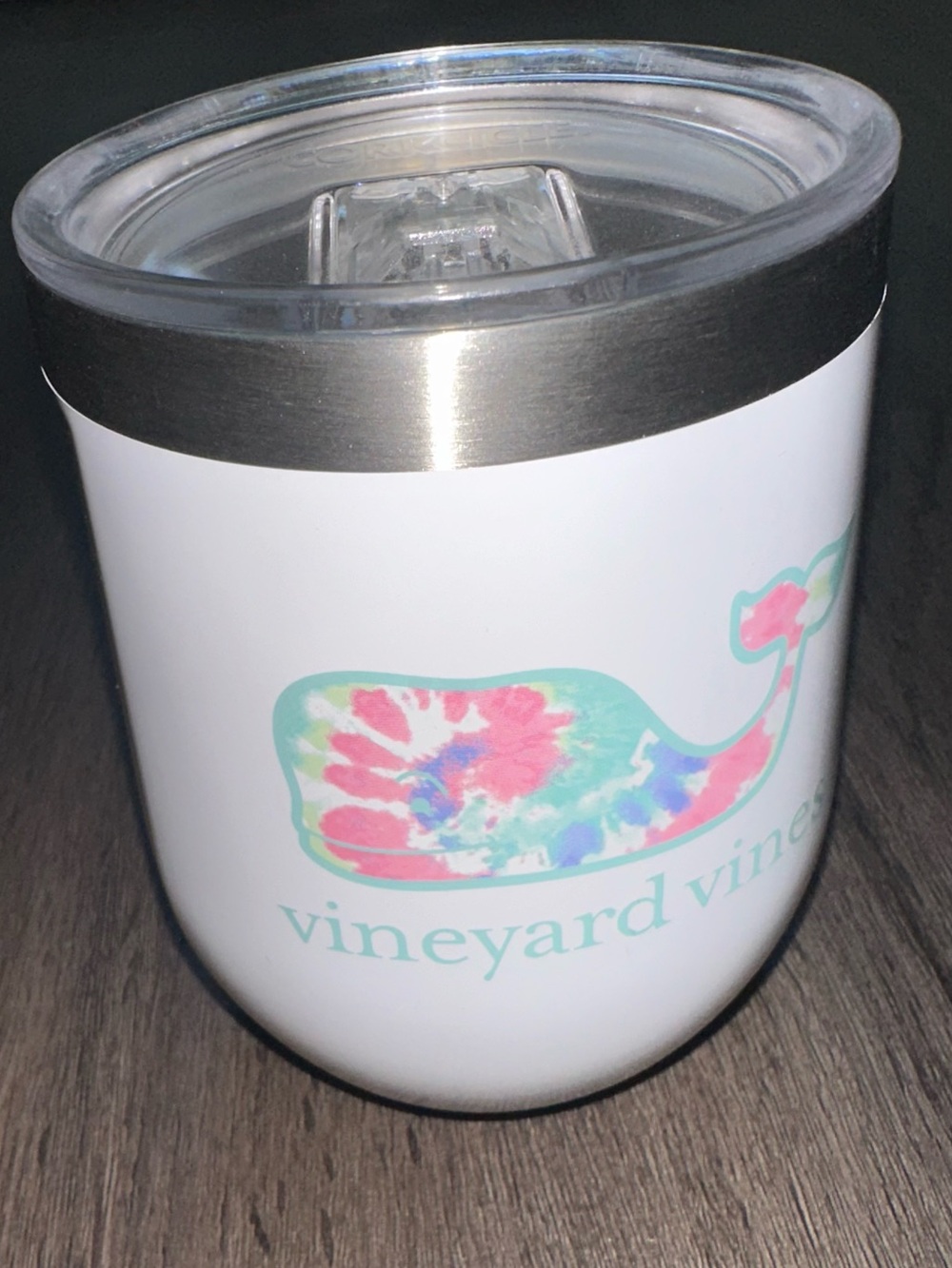 Vineyard Vines White Tie-Dye Whale Insulated 12 fl oz Stemless Tumbler